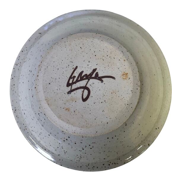 Studio Pottery Artist Mike Grafa Signed Rustic Blue Brown Stunning Serving Bowl - Picture 7 of 8